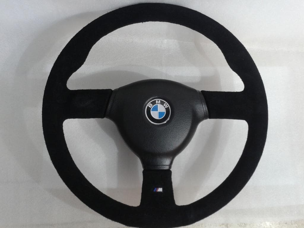 BMW E30 M3 Sport Evolution suede steering wheel with tricolour M stitching