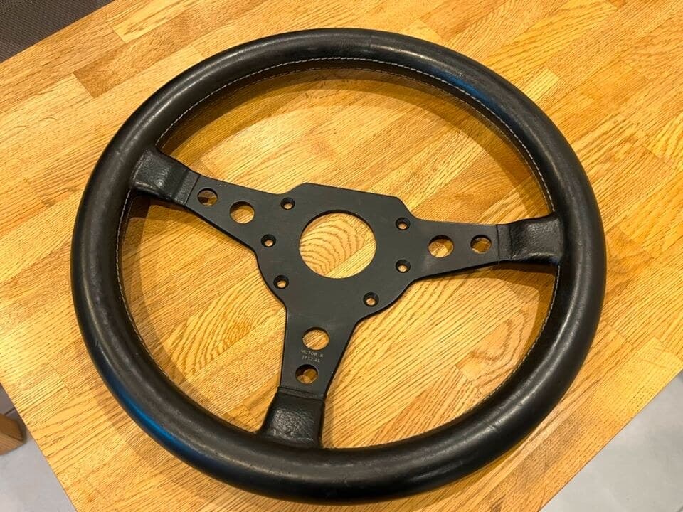 Victor N Spezial leather 3-spoke steering wheel with drilled spokes, KBA 70028
