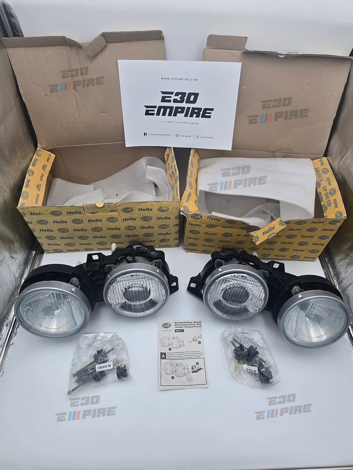 BMW E30 Hella Smiley Headlights Brand New NOS In Box Complete Set 1DL 005 930-371  1DL 005 930-381 ~ Rare  — BMW E30 Exterior Parts — thumbnail 4