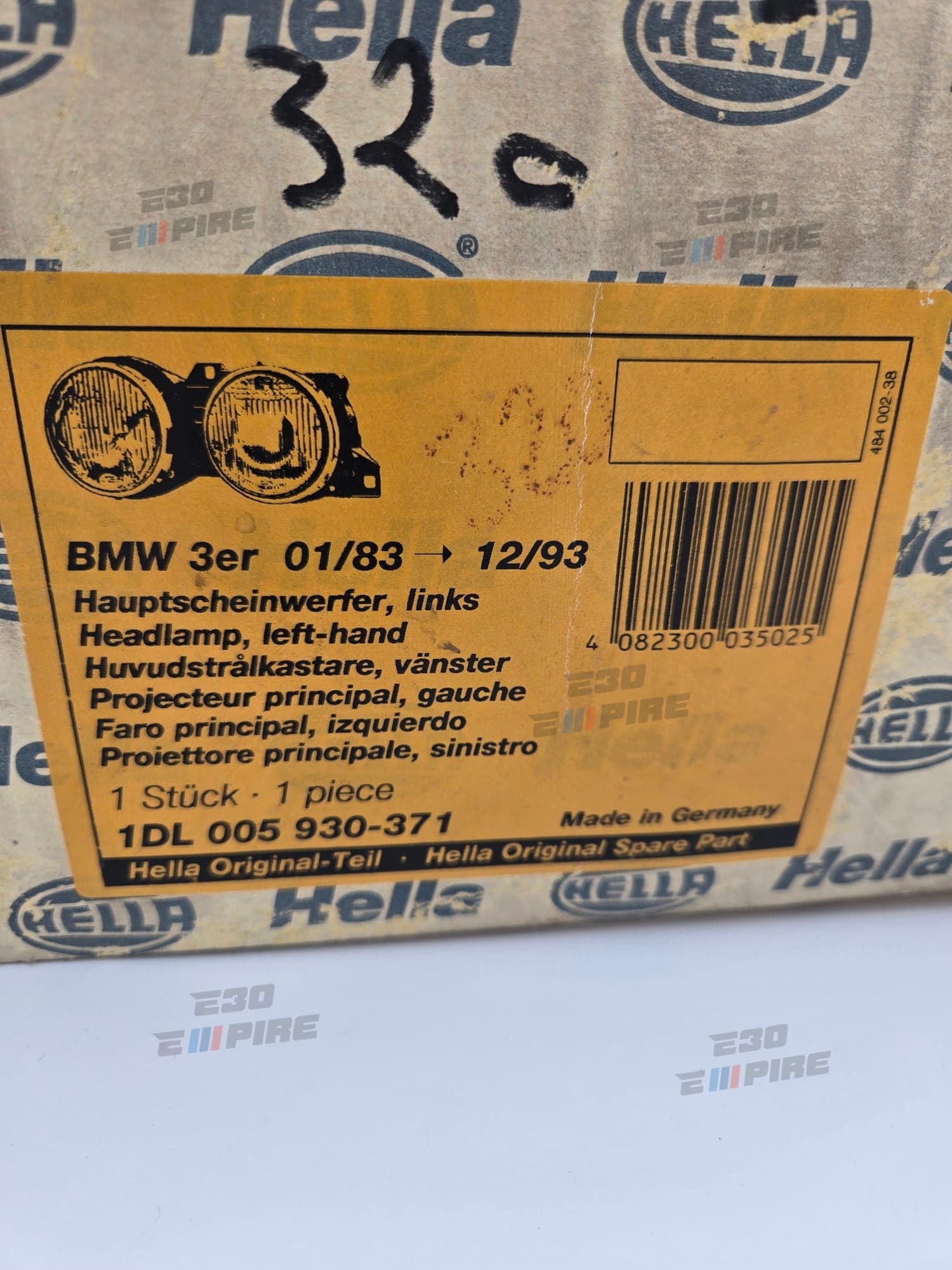 BMW E30 Hella Smiley Headlights Brand New NOS In Box Complete Set 1DL 005 930-371  1DL 005 930-381 ~ Rare  — BMW E30 Exterior Parts — thumbnail 34