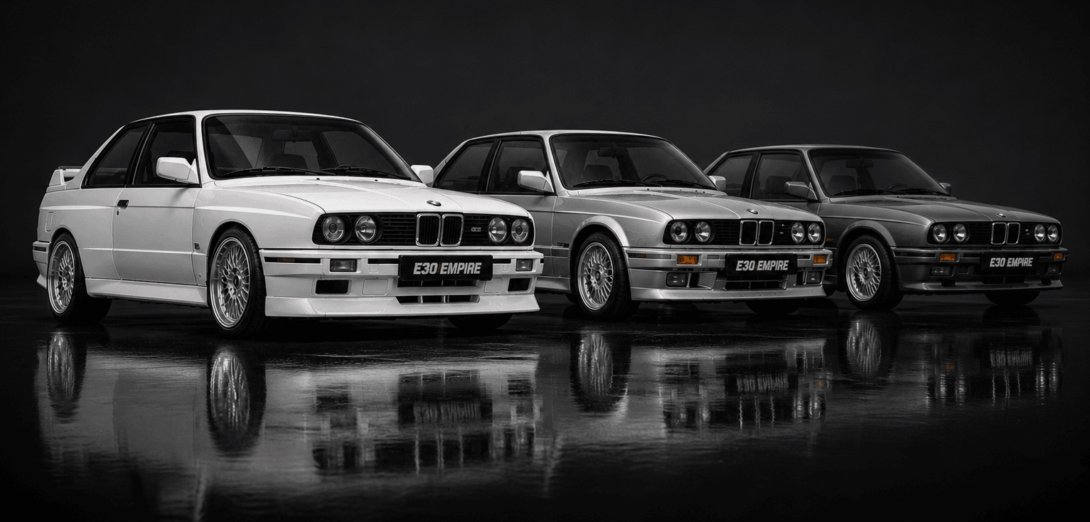 Three BMW E30 M3s — E30 Empire, your source for rare OEM parts