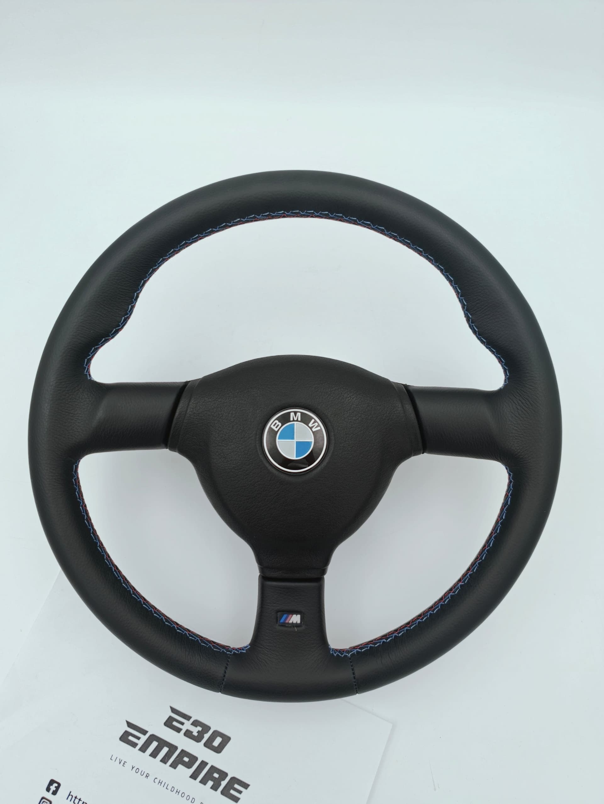 BMW E30 M Tech 2 Steering Wheel 370mm Small Size OEM KBA 70121 M3 Pattern Stitching — BMW E30 Steering Wheels